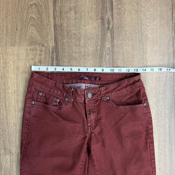 Prana Burgundy Maroon Red Jeans Sz 2 - Picture 4 of 9